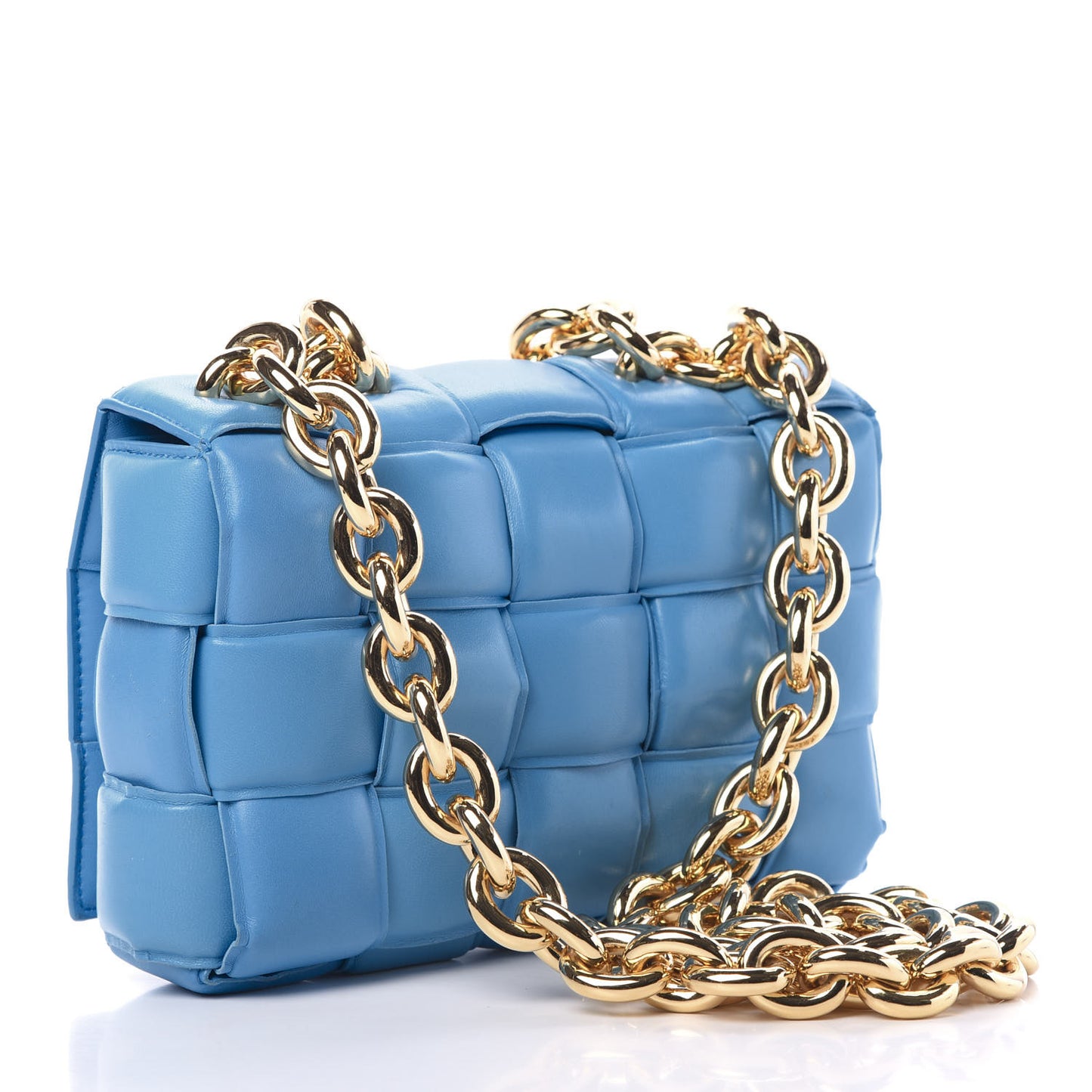Lambskin Maxi Intreccio Padded Chain Cassette Crossbody Bag Swimming Pool