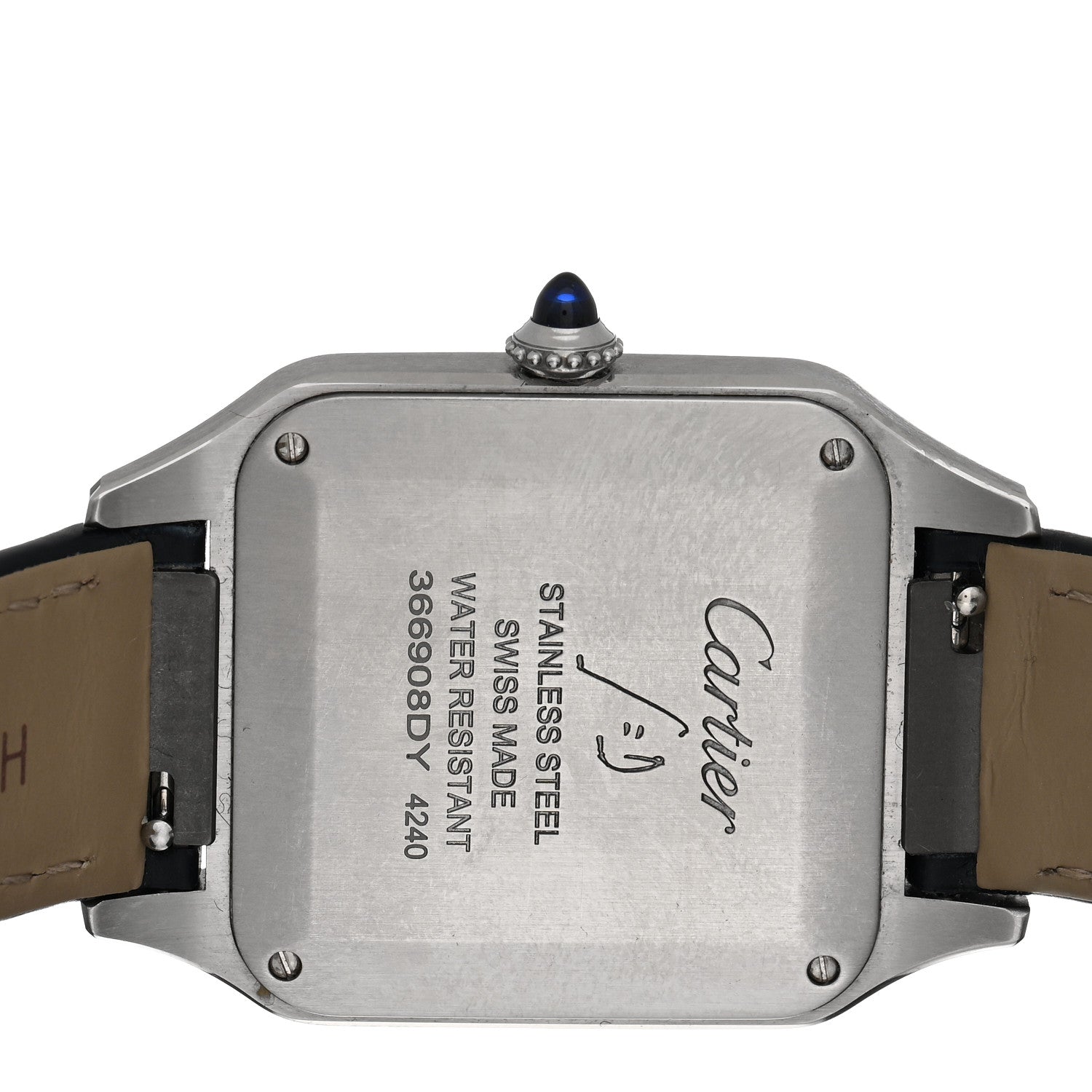 Cartier Stainless Steel Alligator 31.4mm Santos Dumont Quartz Watch Blue 4 of 4