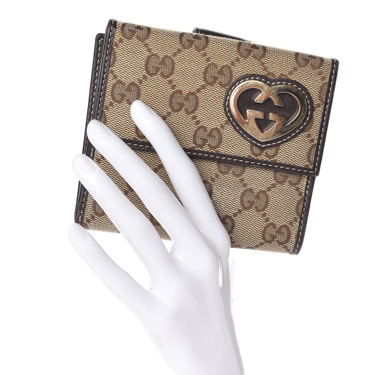 Monogram Lovely Heart French Flap Wallet Dark Brown
