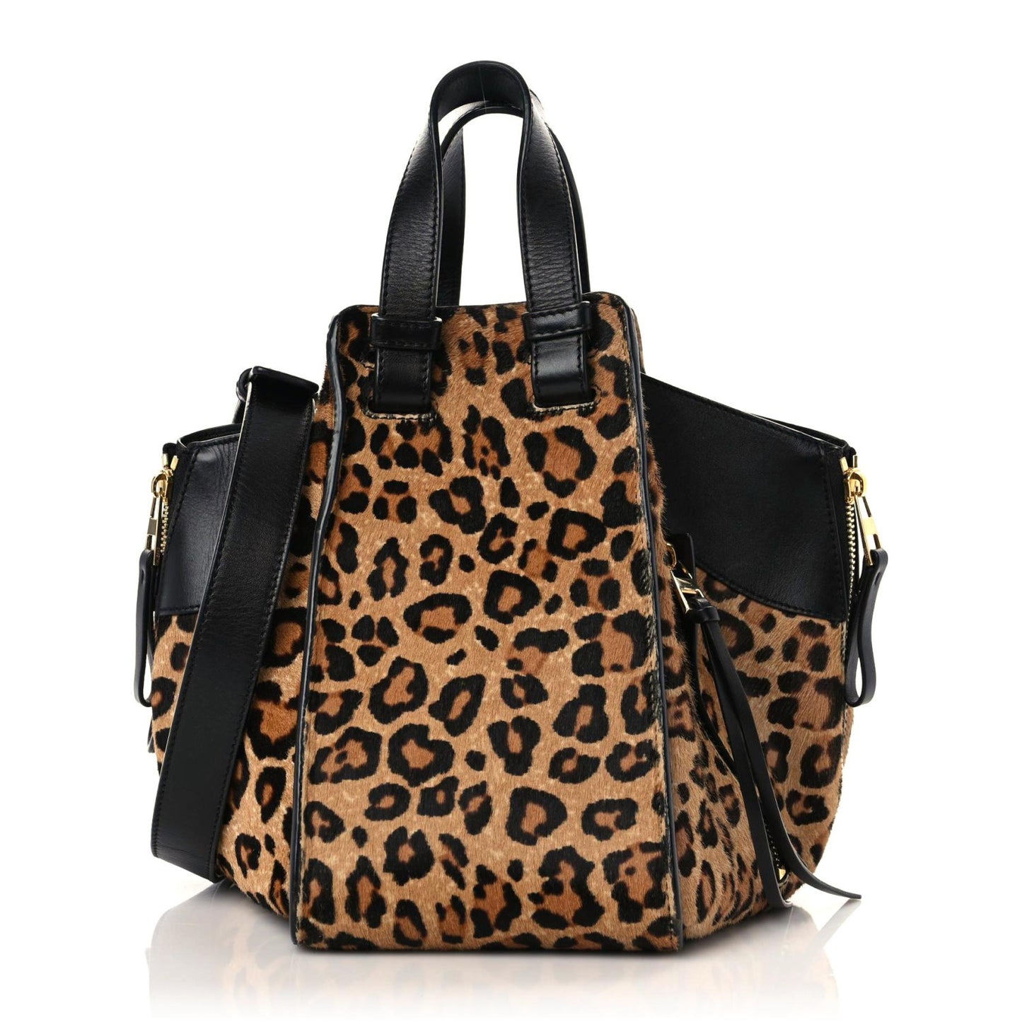 Calfskin Pony Hair Small Hammock Shoulder Bag Black