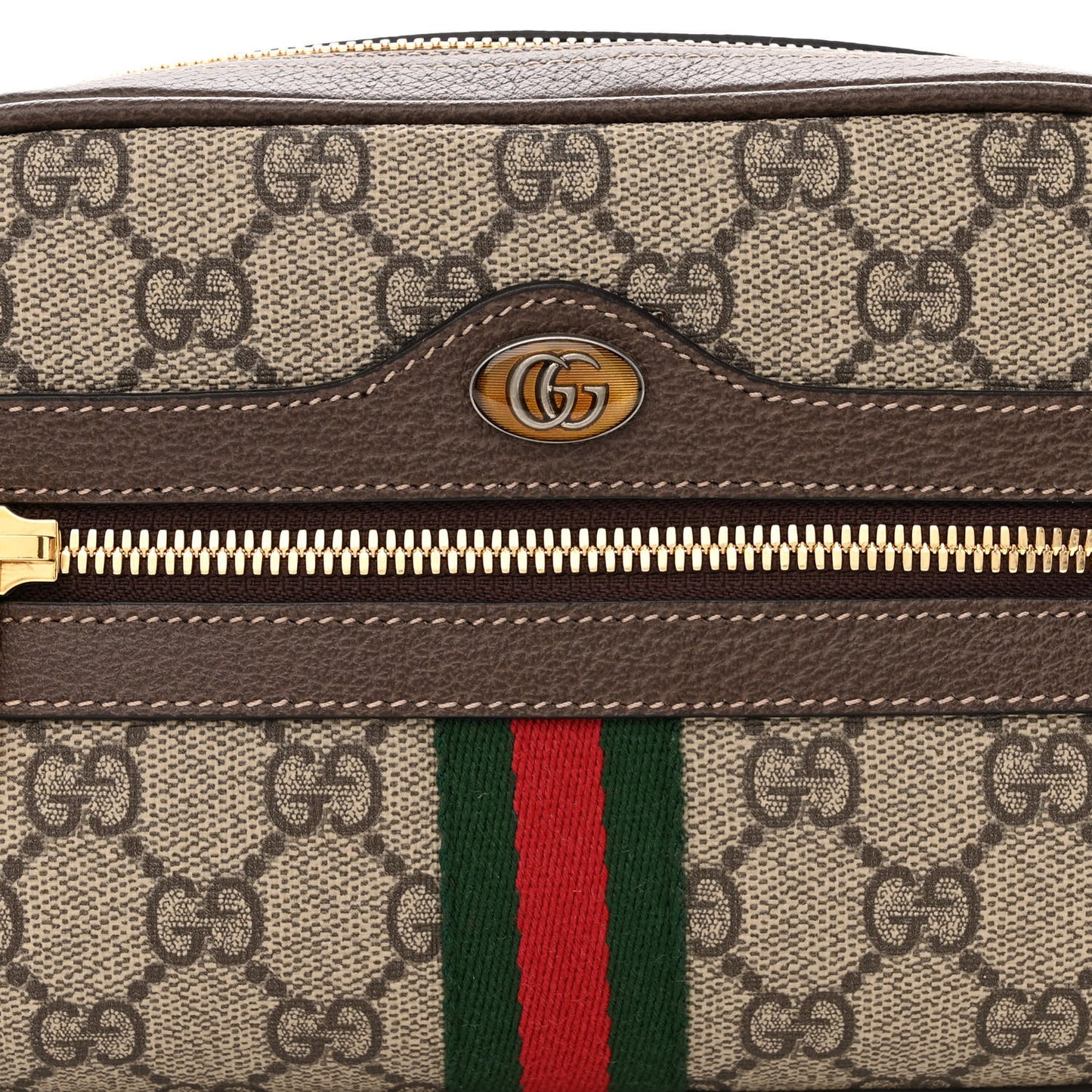 GG Supreme Monogram Web Small Ophidia Belt Bag 85 34 Dark Brown