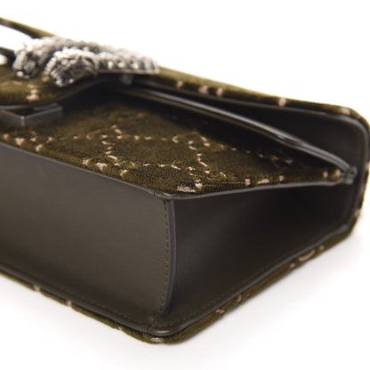 Gucci Velvet Moon Calfskin Crystal GG Monogram Small Dionysus Shoulder Bag Dark Olive Rose Gold 7 of 10