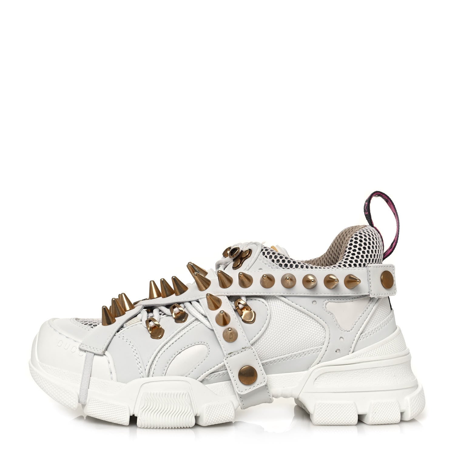 Gucci X SEGA Technical Canvas Calfskin Removable Studs Womens Flashtrek Sneakers 37.5 Great White 1 of 7