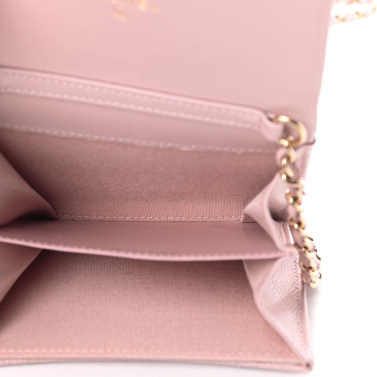 Caviar Quilted Coco Candy Card Holder On Chain Light Pink