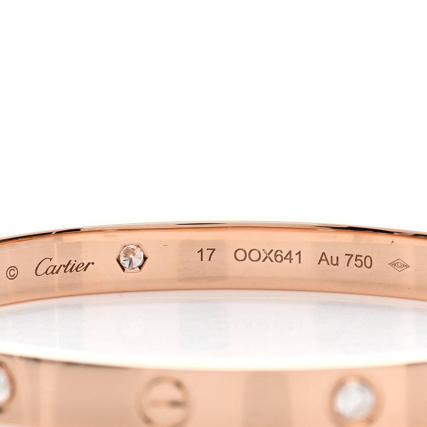 18K Pink Gold 4 Diamond LOVE Bracelet 17