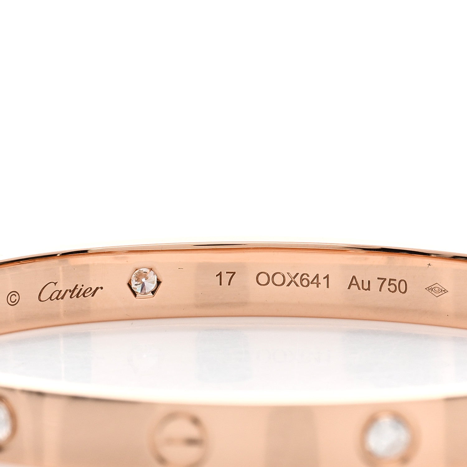 Cartier 18K Pink Gold 4 Diamond LOVE Bracelet 17 4 of 4