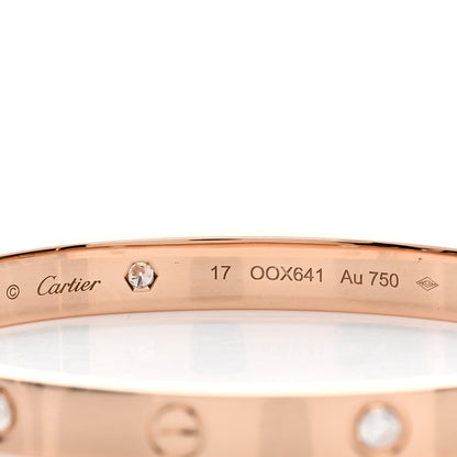 Cartier 18K Pink Gold 4 Diamond LOVE Bracelet 17 4 of 4
