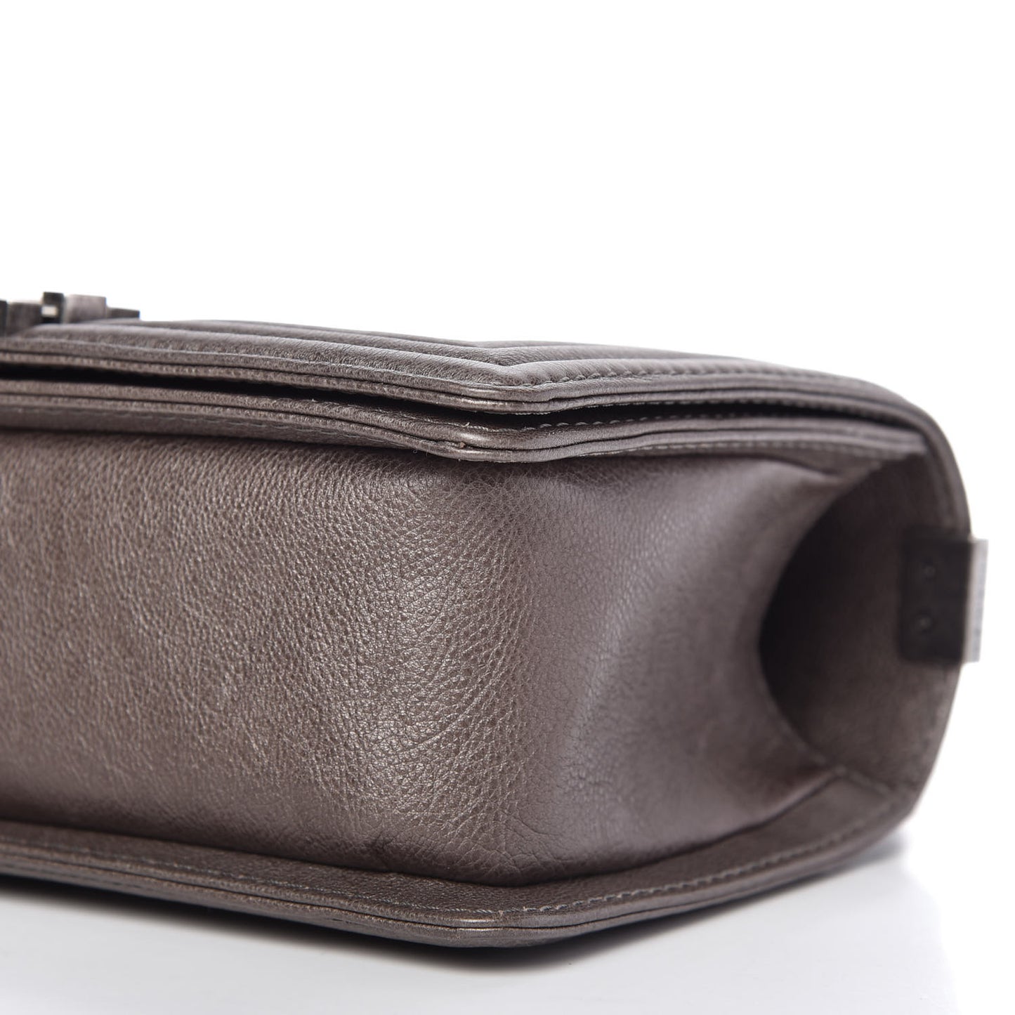 Metallic Calfskin Quilted Medium Boy Flap Dark Silver
