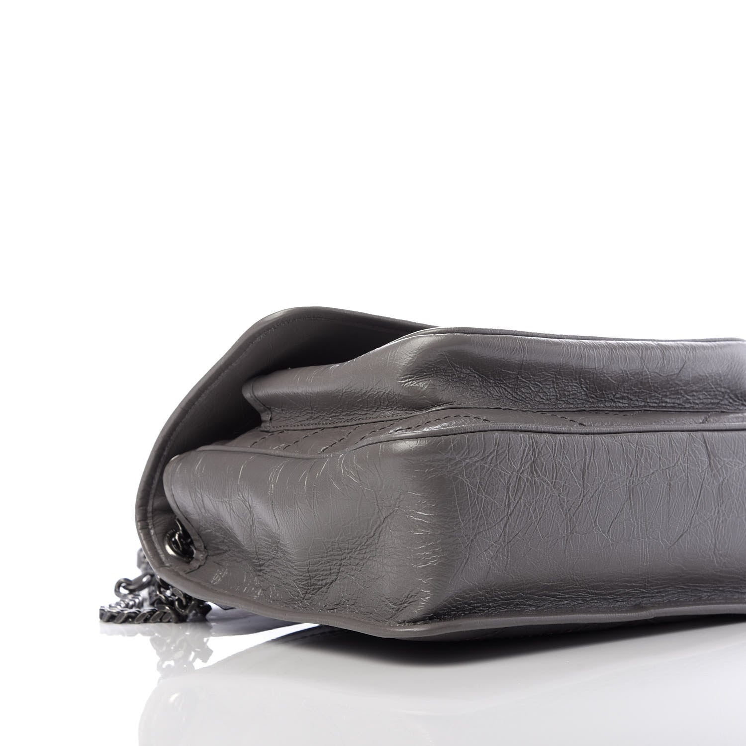 Saint Laurent Crinkled Calfskin Matelasse Monogram Medium Niki Chain Satchel Fog 6 of 11