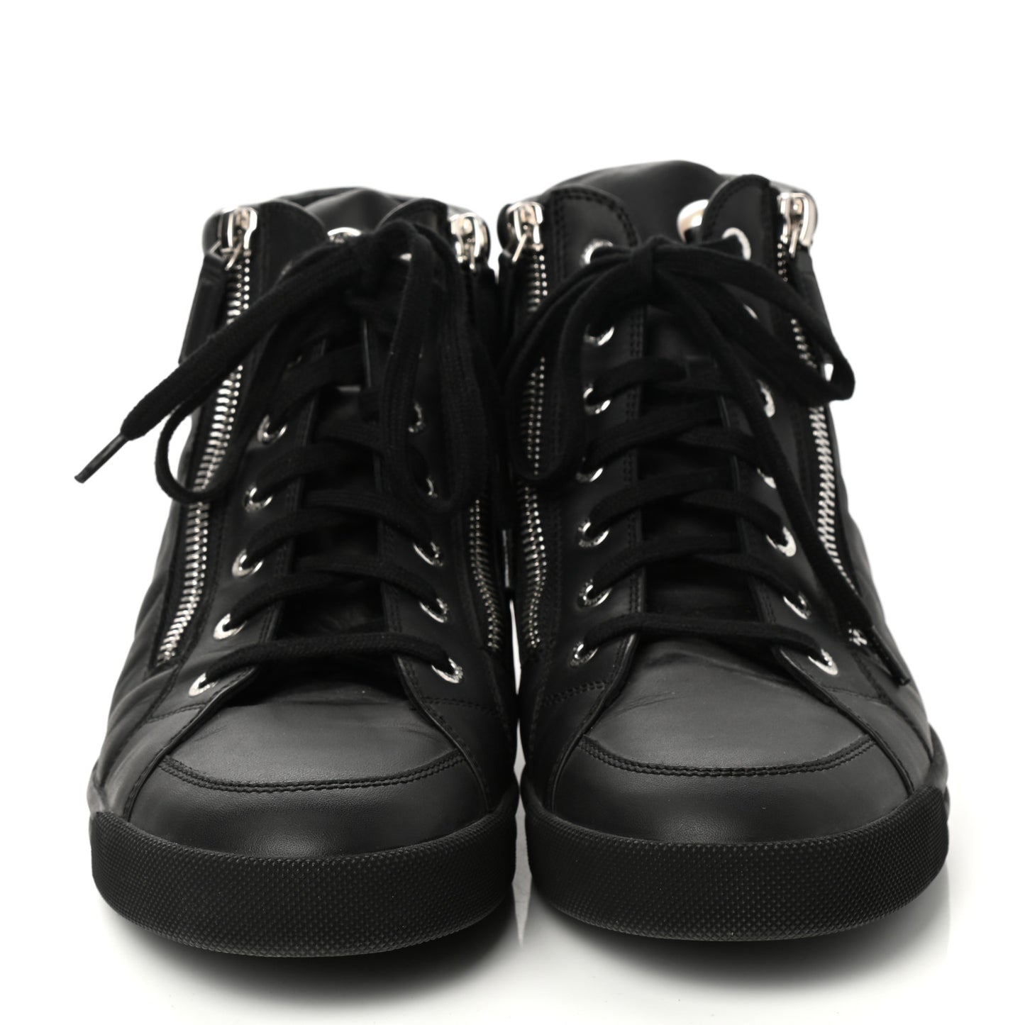 Calfskin Pearl High Top CC Sneakers 39.5 Black