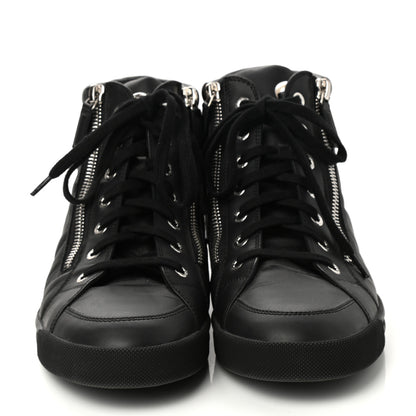 Chanel Calfskin Pearl High Top CC Sneakers 39.5 Black 2 of 8