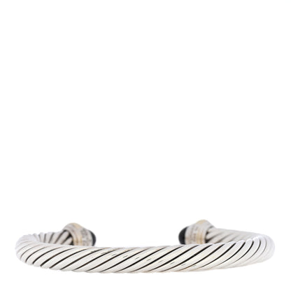 David Yurman Sterling Silver 14K Yellow Gold Black Onyx 7mm Cable Classics Bracelet 2 of 4