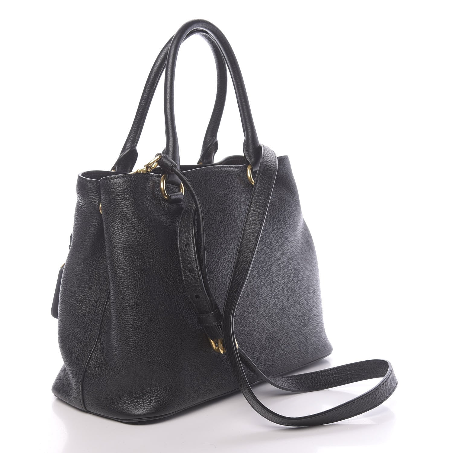 Prada Vitello Daino Tote Black 3 of 10