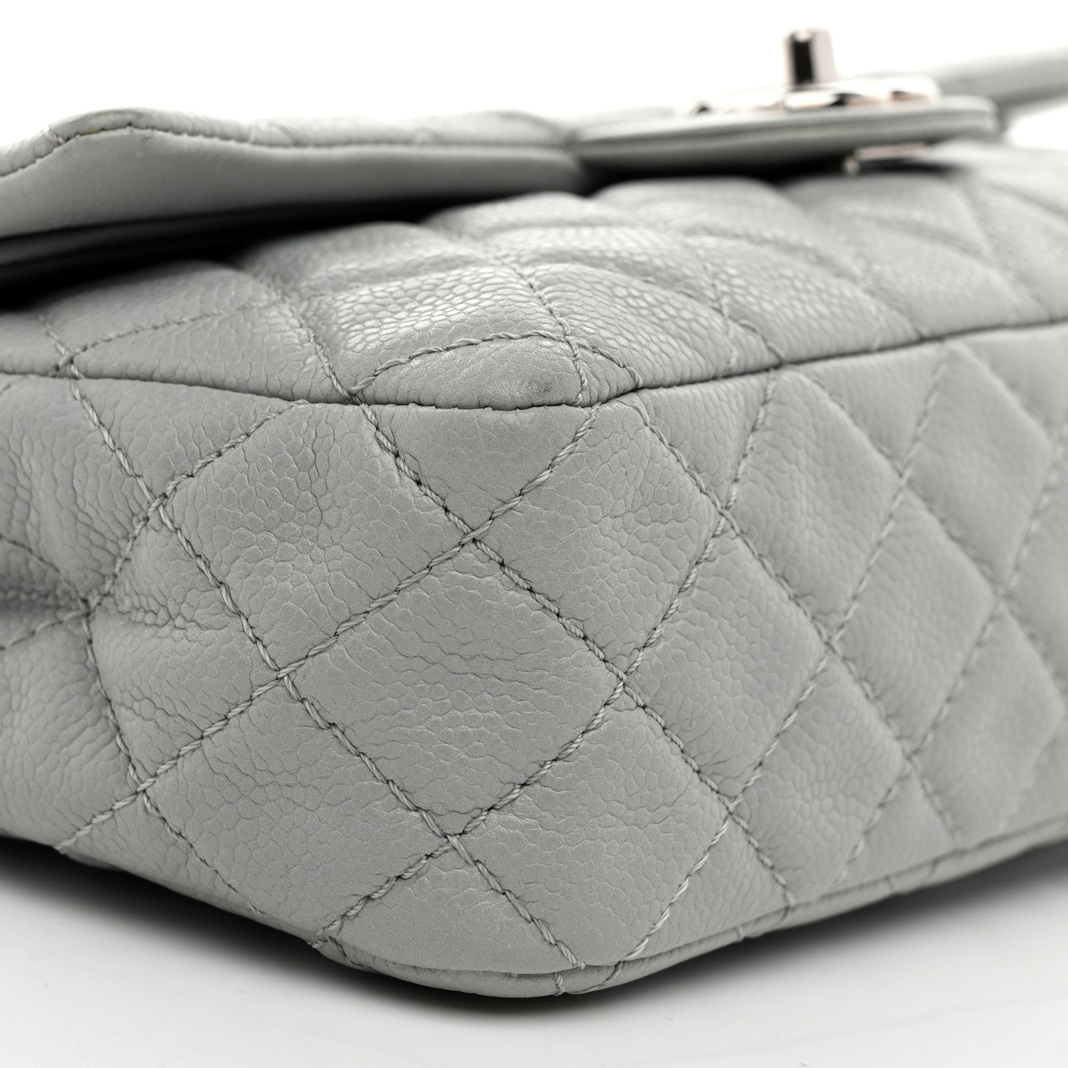 Chanel Washed Caviar Quilted Medium Double Flap Light Blue 9 of 10