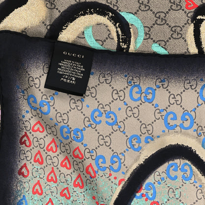 Gucci Silk Twill GG Monogram Life is Gucci Square Scarf Multicolor 3 of 3