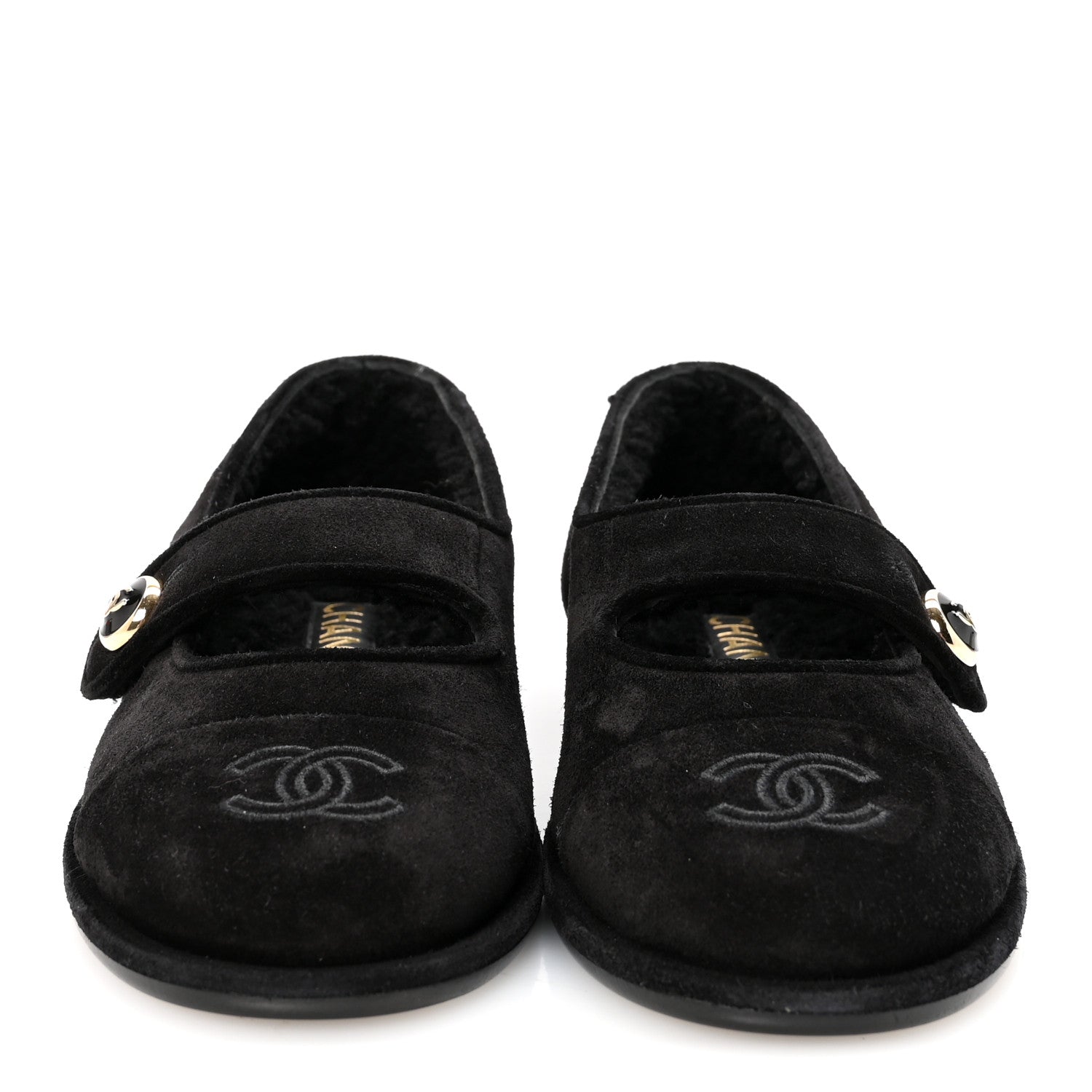 Chanel Suede Cap Toe CC Mary Jane Flats 37 Black 3 of 10