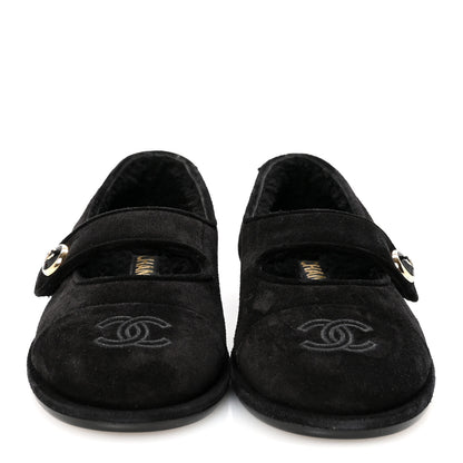 Chanel Suede Cap Toe CC Mary Jane Flats 37 Black 3 of 10