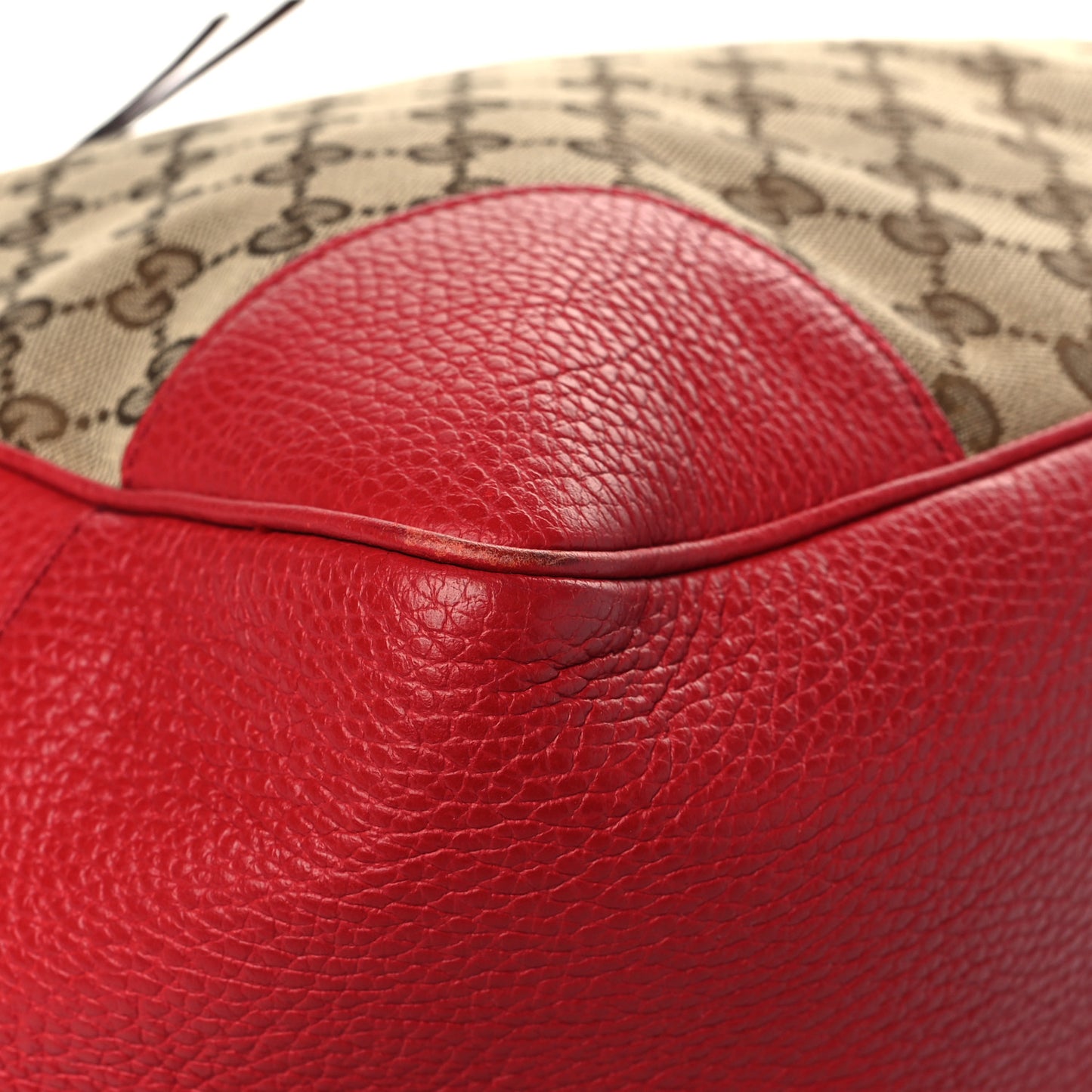 Monogram Bree Zippered Tote Beige Red