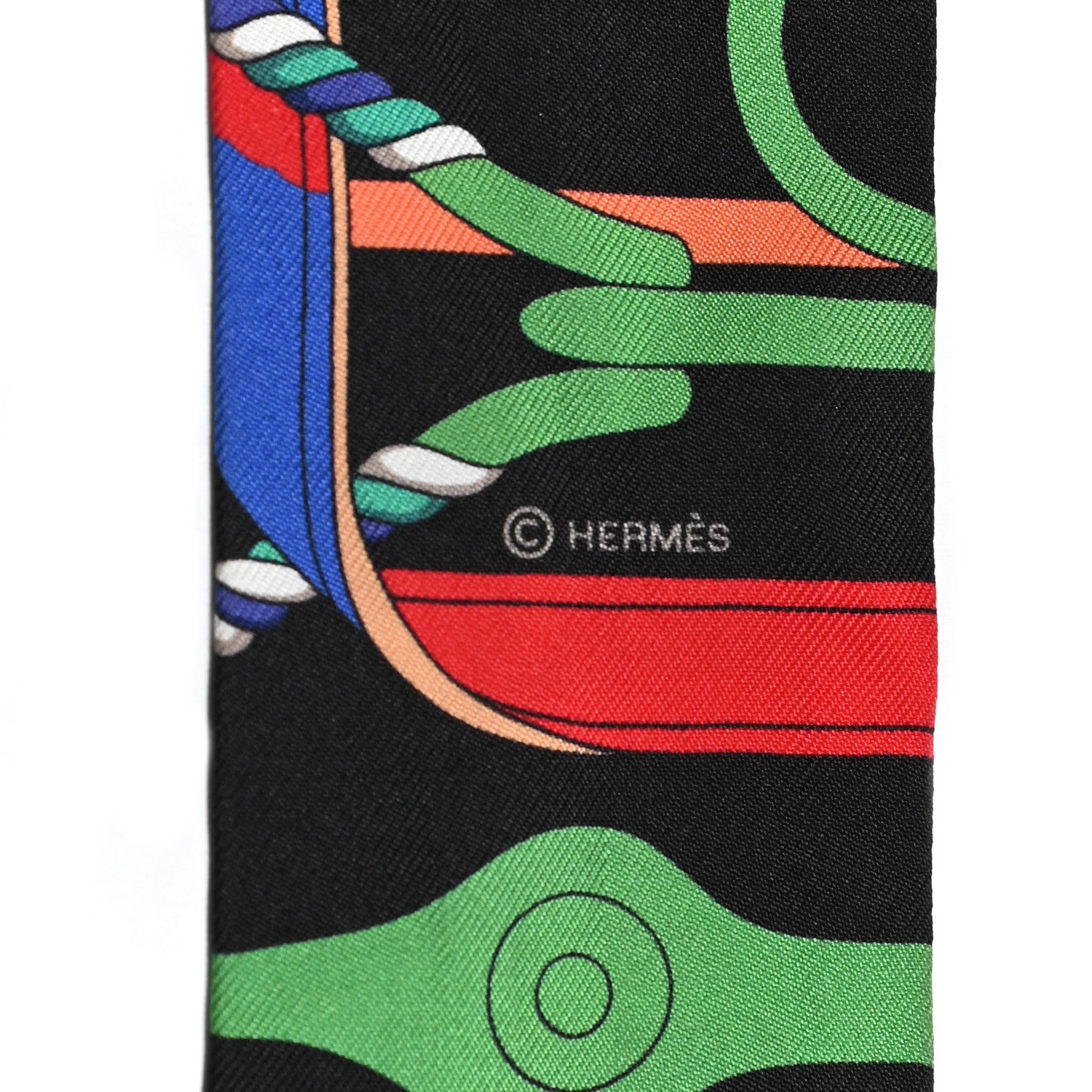 Hermes Silk Panoplie Equestre Twilly Caban Black Vert Rouge 3 of 4