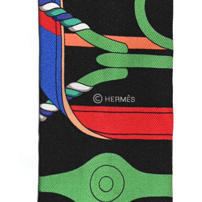 Hermes Silk Panoplie Equestre Twilly Caban Black Vert Rouge 3 of 4