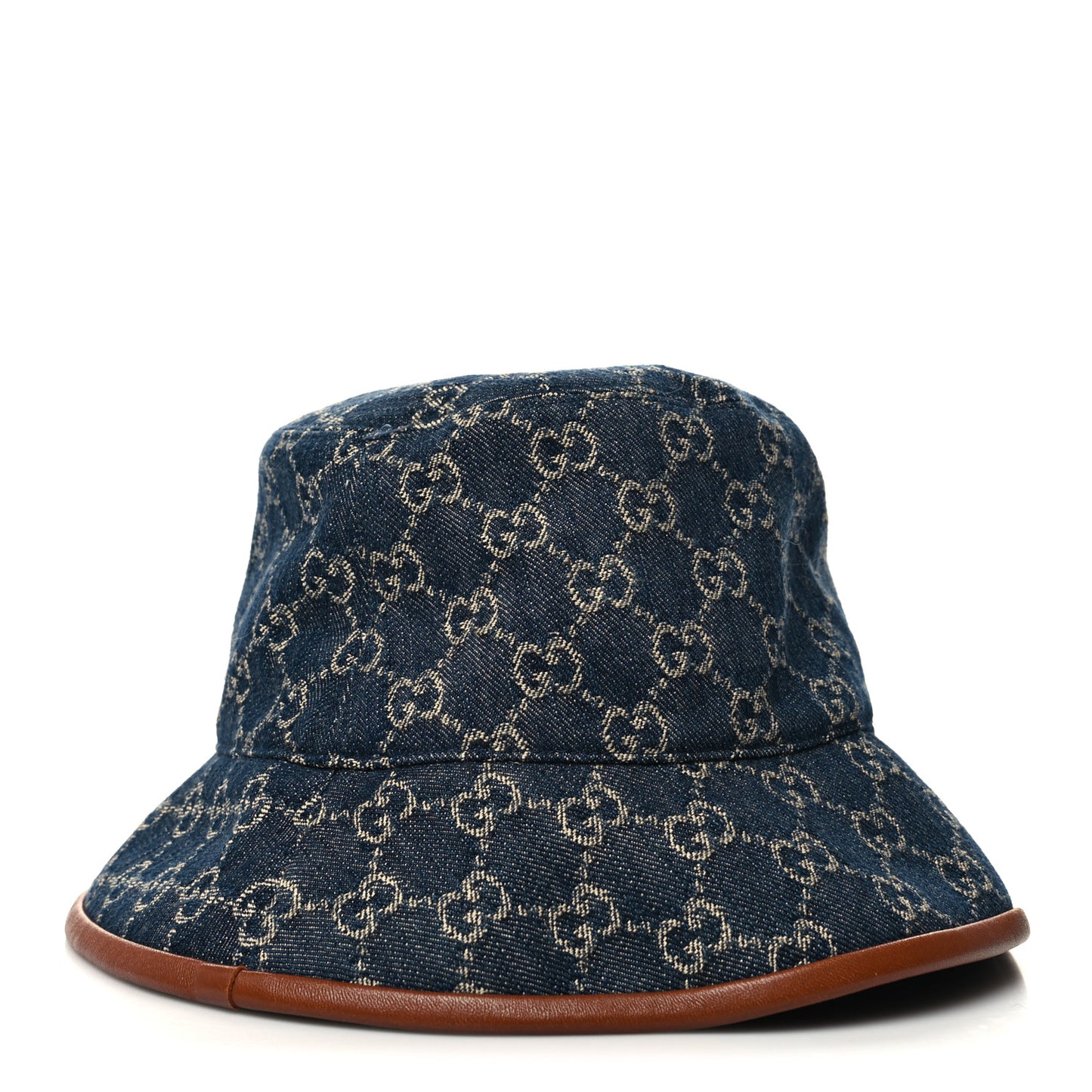 Washed Jacquard Denim Nappa GG Monogram Oscar Bucket Hat XL Denim Cuir