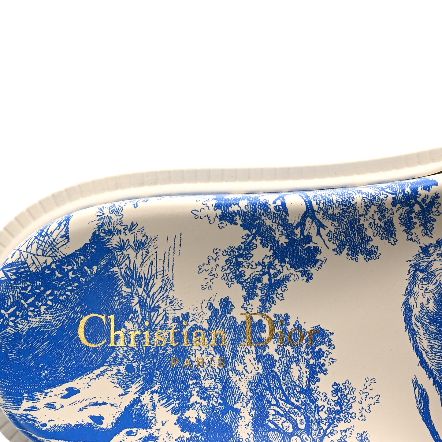 Canvas Fluo Toile de Jouy Embroidered Dway 10mm Slide Sandals 37.5 White Blue