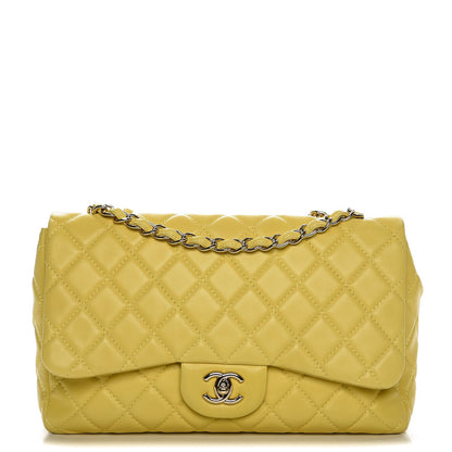 Chanel Lambskin Quilted Jumbo Single Flap Yellow 1 of 12