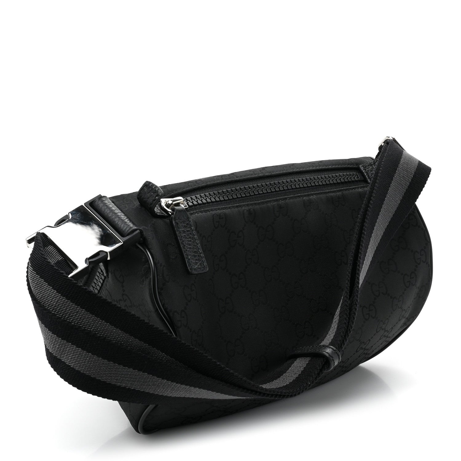 Gucci Nylon Monogram Fanny Pack Belt Bag Black 3 of 12