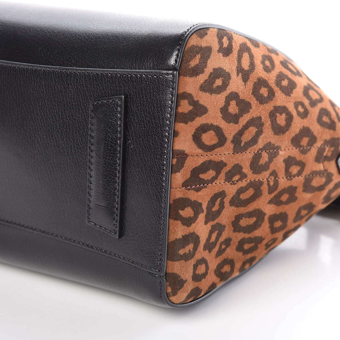 Calfskin Suede Leopard Print Small Antigona Black