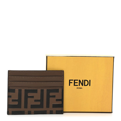 Fendi Vitello Soft Bi-Color FF 1974 Embossed Card Holder Maya Black 10 of 10