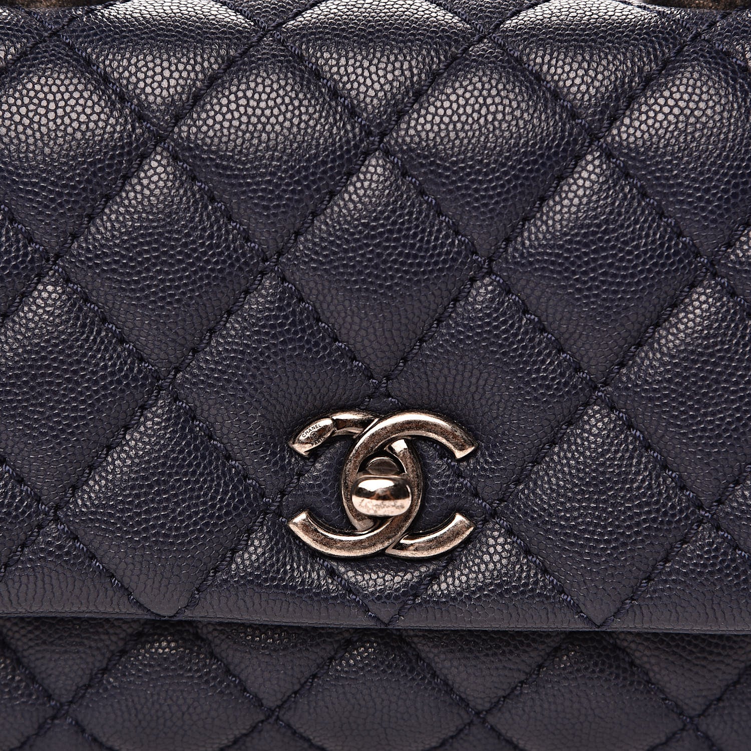 Chanel Caviar Quilted Mini Coco Handle Flap Navy Blue 8 of 12