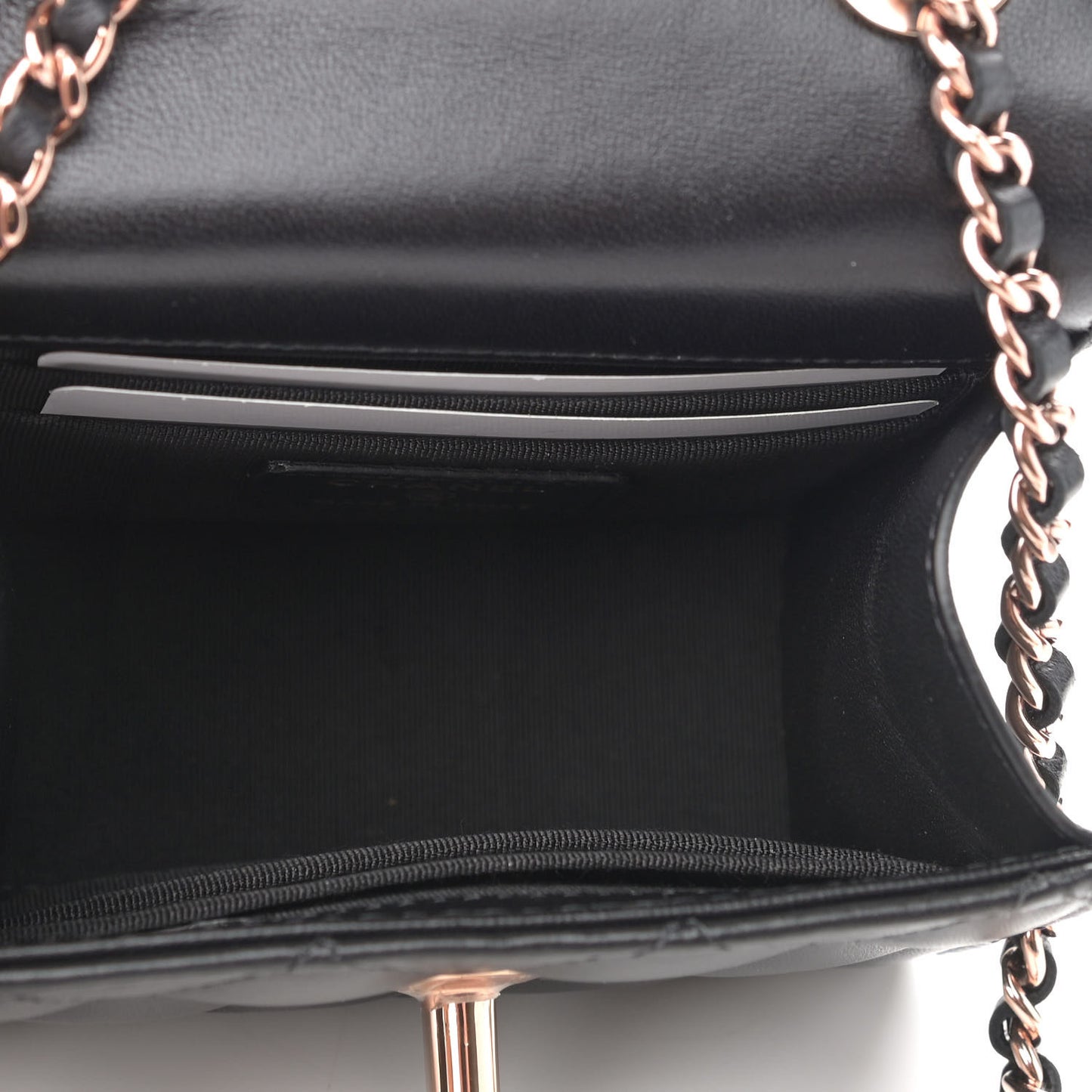 Lambskin Quilted Mini Trendy CC Clutch With Chain Black