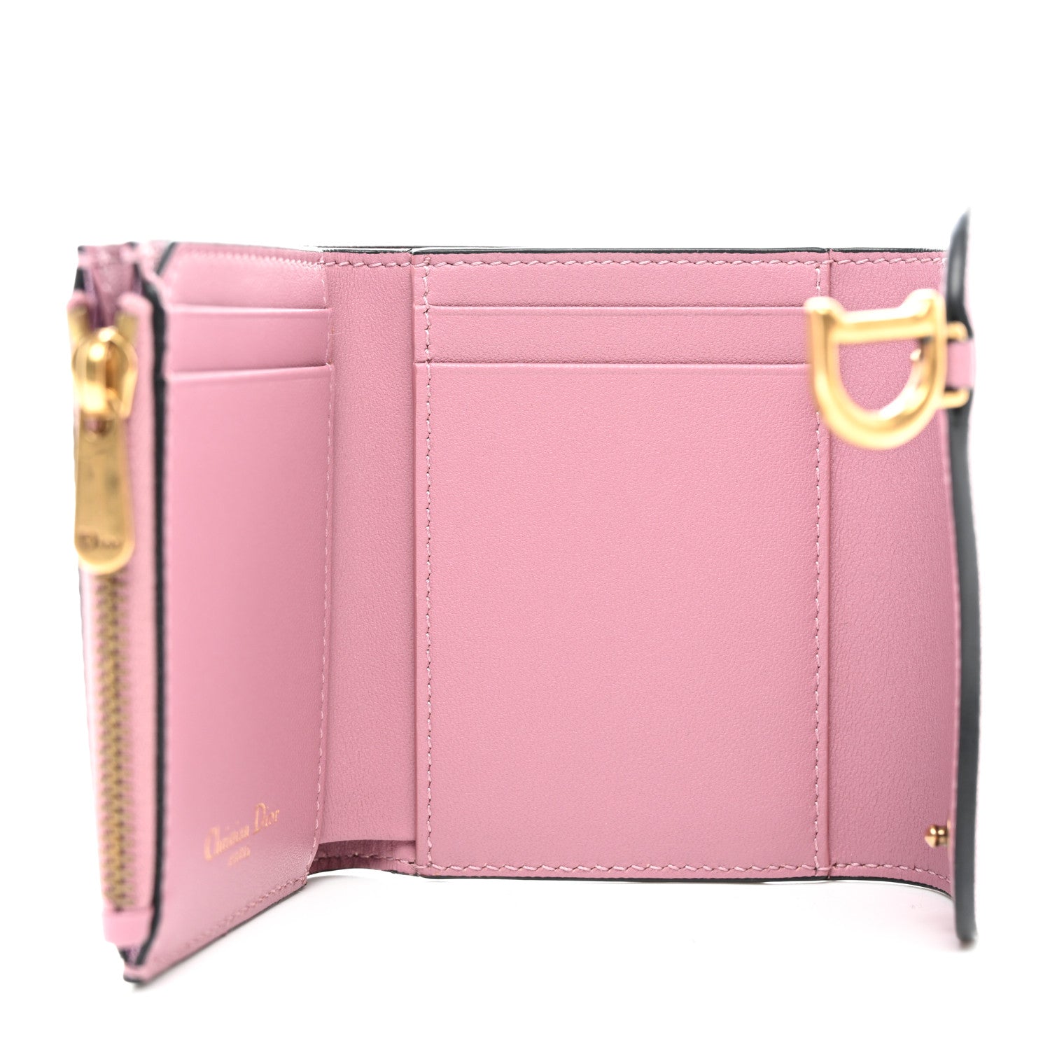 Christian Dior Goatskin Saddle Lotus Wallet Pink 5 of 10
