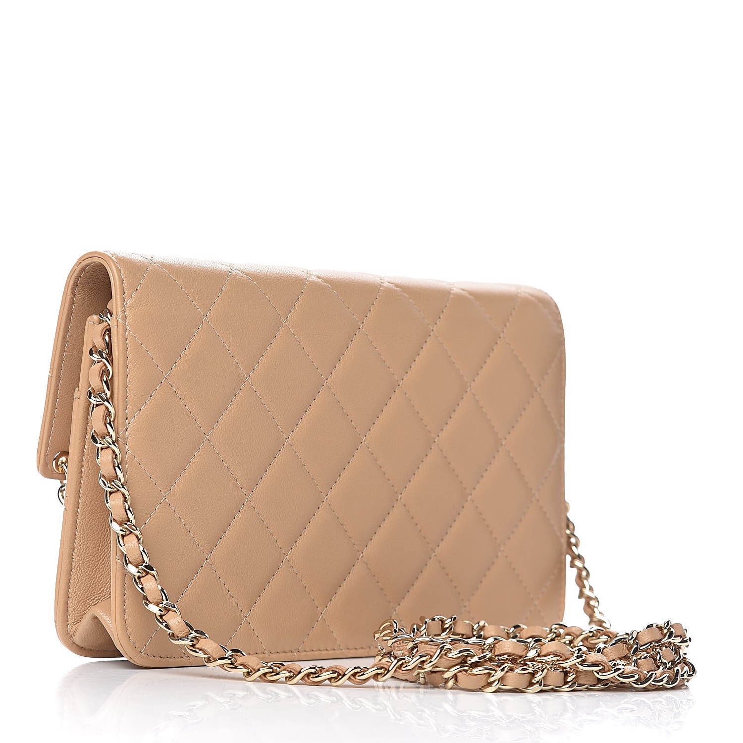 Chanel Lambskin Quilted Chain Infinity Wallet On Chain WOC Light Beige 3 of 11