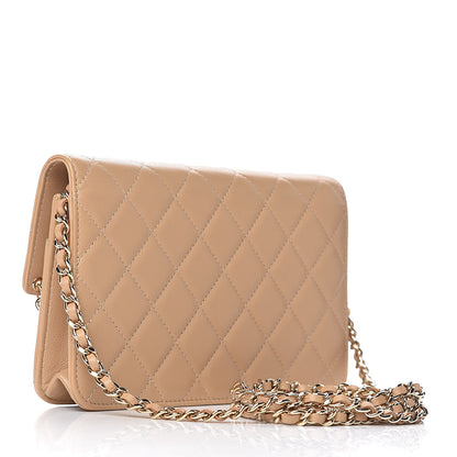 Chanel Lambskin Quilted Chain Infinity Wallet On Chain WOC Light Beige 3 of 11