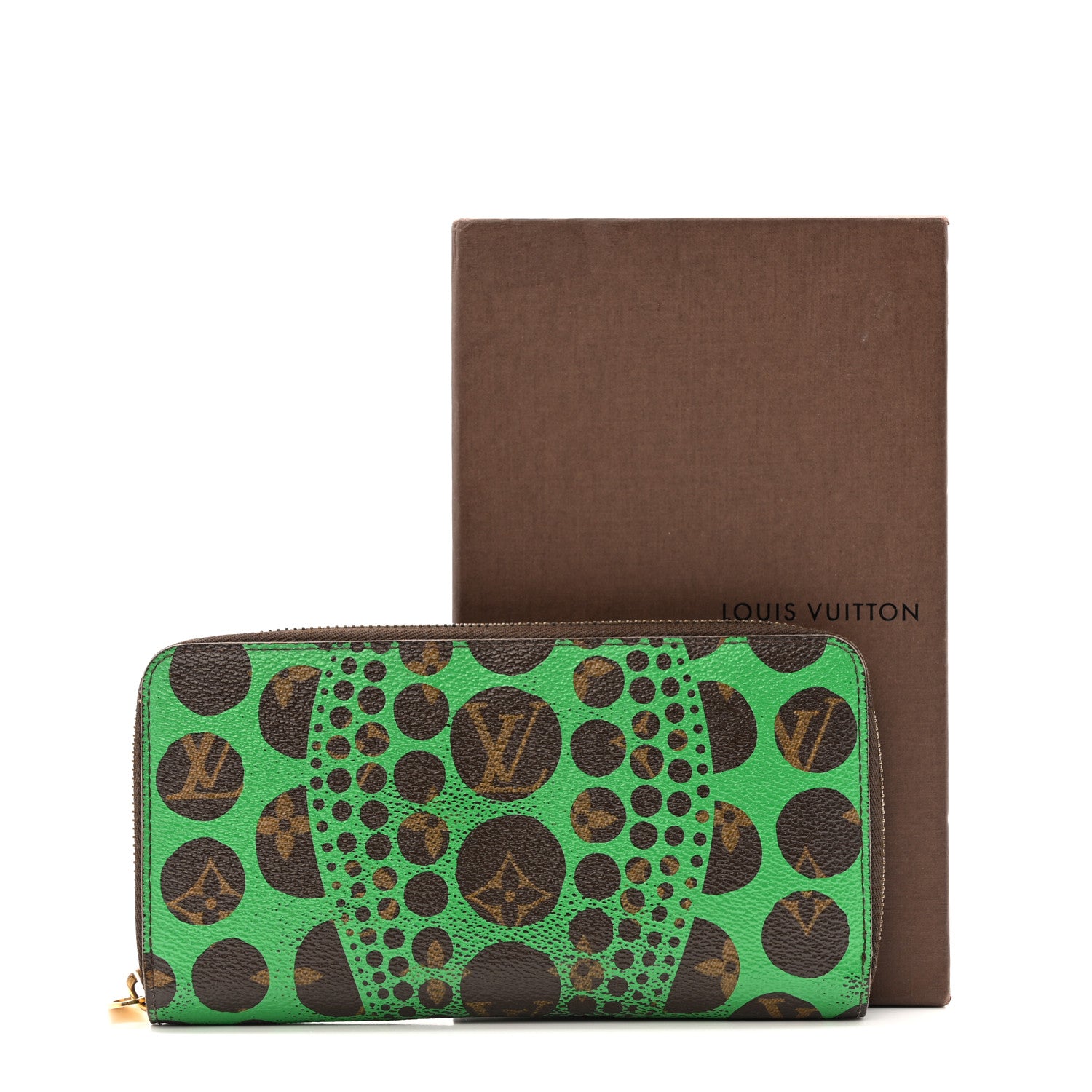 Louis Vuitton Monogram Kusama Pumpkin Dots Zippy Wallet Green