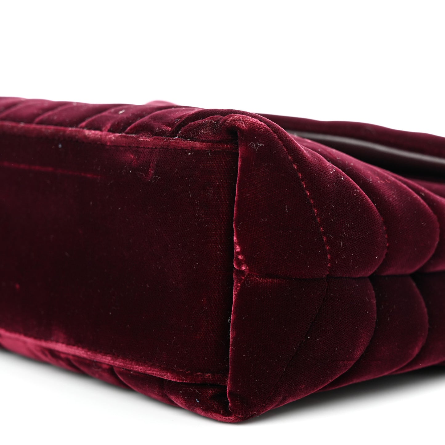 Velvet Y Quilted Monogram Small Loulou Chain Satchel Burgundy