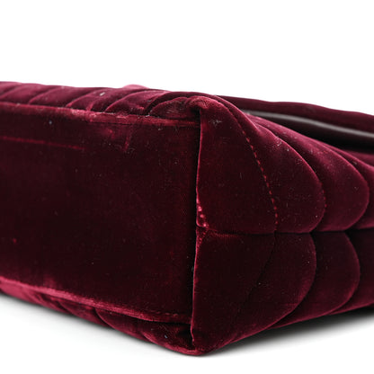 Saint Laurent Velvet Y Quilted Monogram Small Loulou Chain Satchel Burgundy 10 of 14