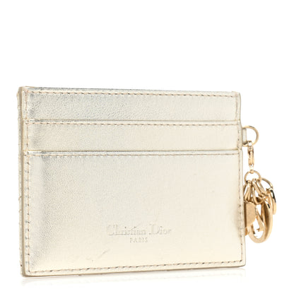 Christian Dior Metallic Lambskin Cannage Lady Dior Card Holder Gold 3 of 10