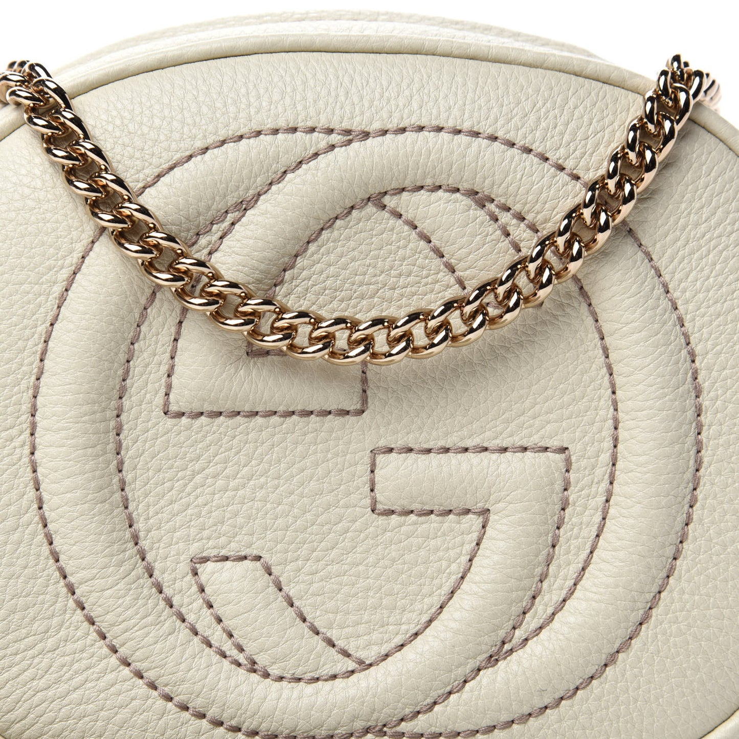 Pebbled Calfskin Mini Soho Chain Bag Off White