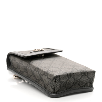Gucci GG Supreme Monogram Textured Dollar Calfskin Phone Crossbody Bag Grey Black Graphite Grey 4 of 10