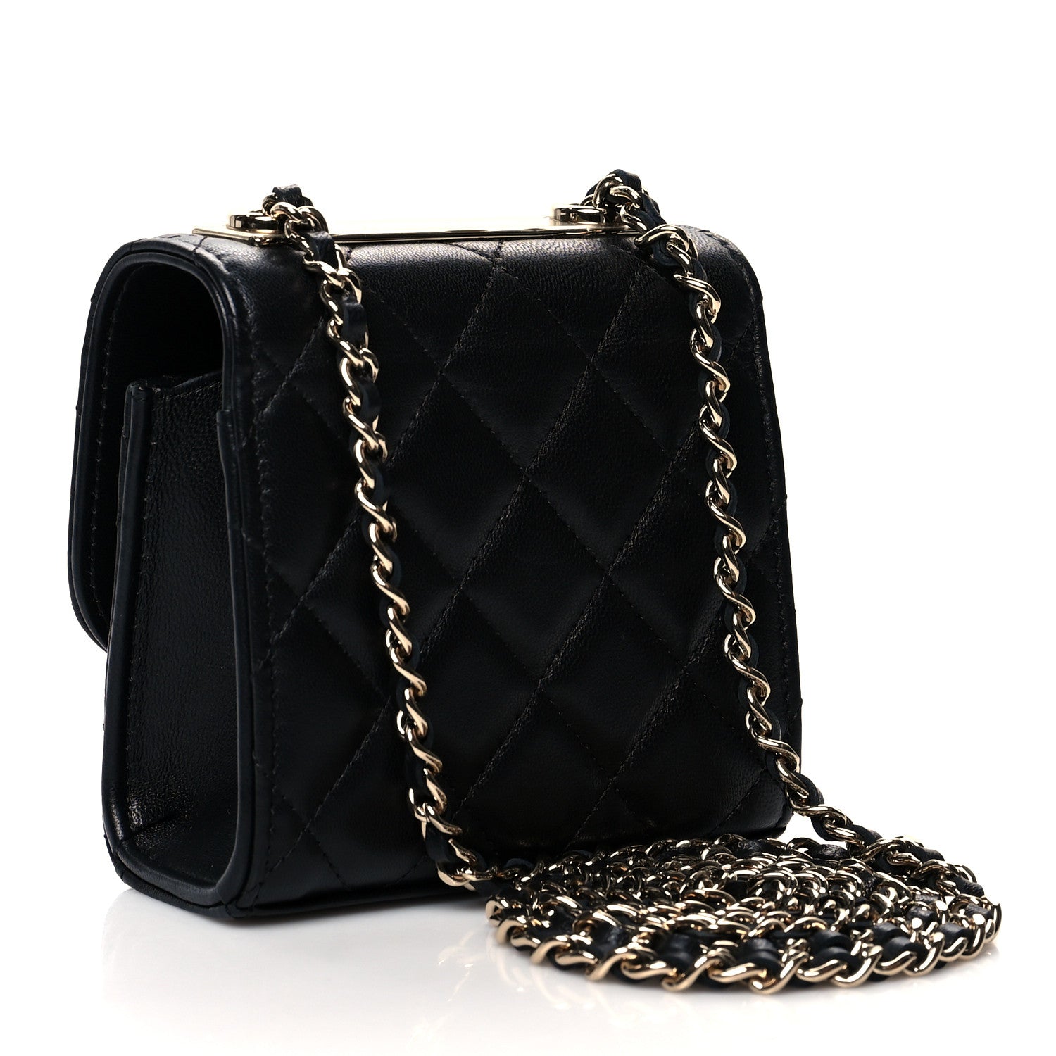 Chanel Lambskin Quilted Mini Trendy CC Chain Wallet Black 3 of 10