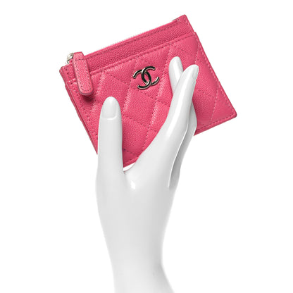 Chanel Caviar Quilted CC Zip Card Holder Dark Pink 2 of 12