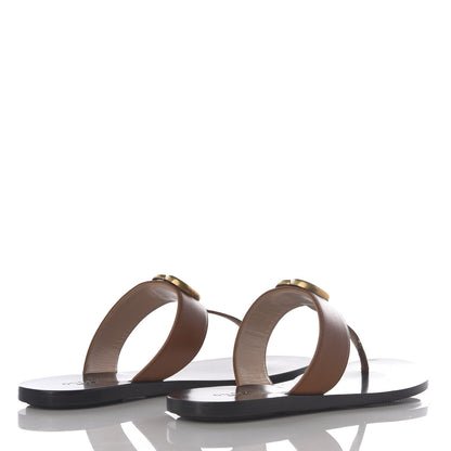 Gucci Calfskin GG Marmont Thong Sandals 36 Cognac 4 of 9