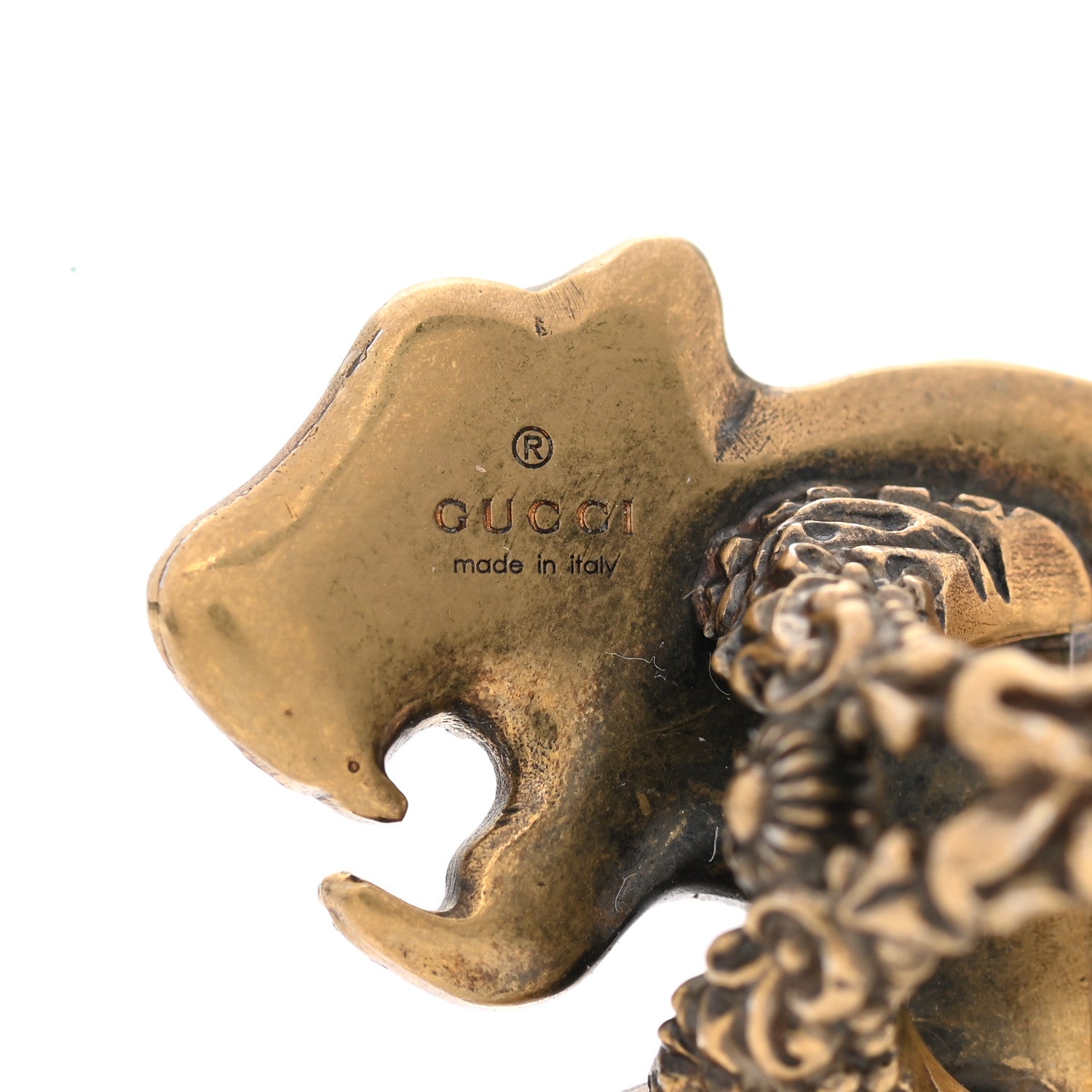 Gucci Crystal Tiger Multi-Finger Ring Gold Green 4 of 7