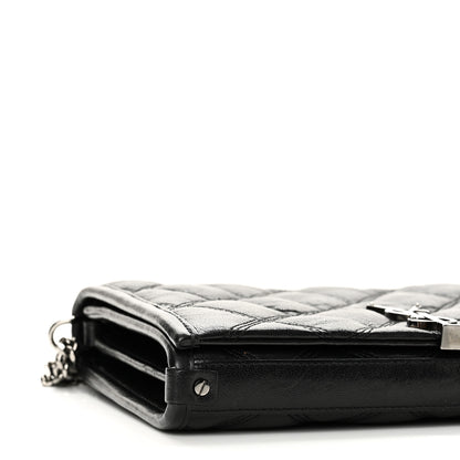 Saint Laurent Lambskin Diamond Quilted Becky Chain Wallet Black 12 of 17