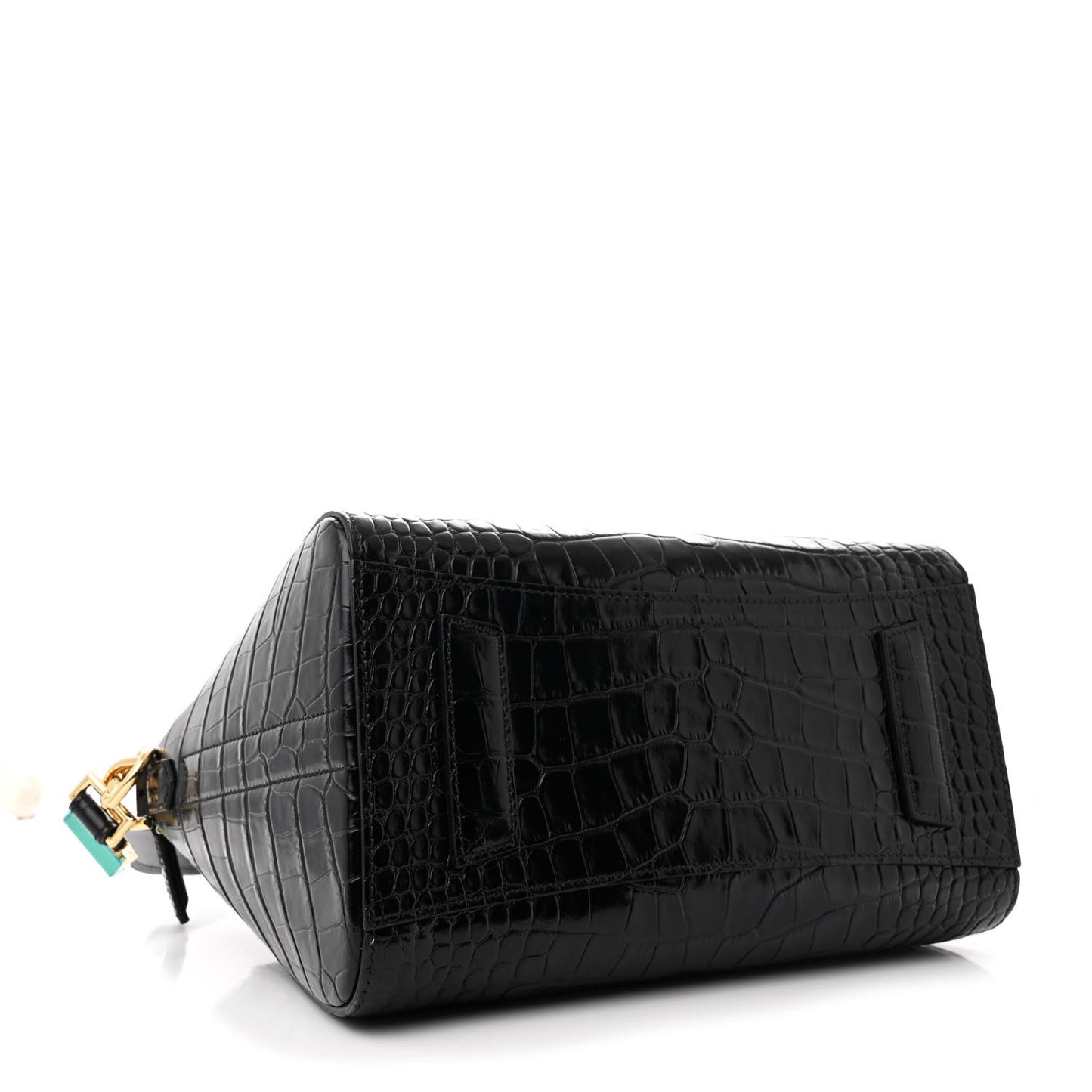 Calfskin Crocodile Embossed Small Antigona Black