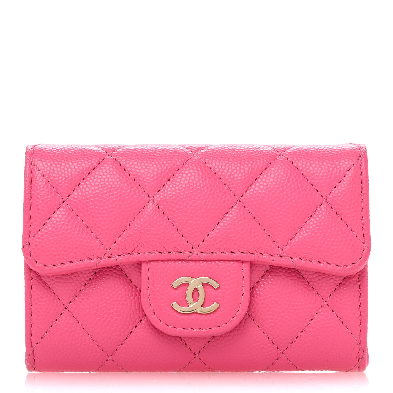 Chanel Caviar Quilted Flap Card Holder Wallet Pink 1 of 10