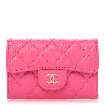 Chanel Caviar Quilted Flap Card Holder Wallet Pink 1 of 10
