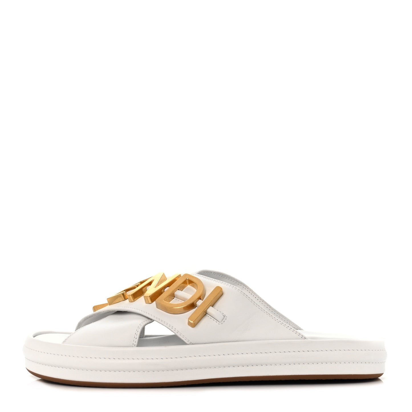 Vitello Womens Fendigraphy Slide Sandals 41 White Ice